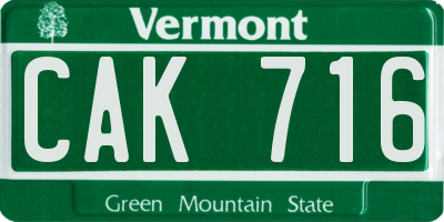 VT license plate CAK716