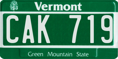 VT license plate CAK719