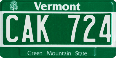 VT license plate CAK724