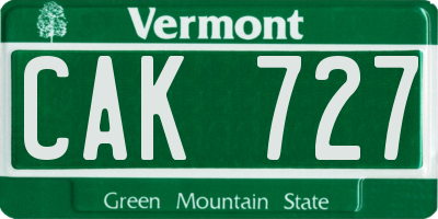 VT license plate CAK727