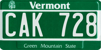 VT license plate CAK728