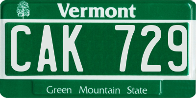 VT license plate CAK729