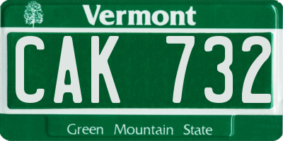VT license plate CAK732
