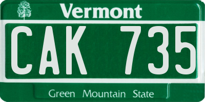 VT license plate CAK735