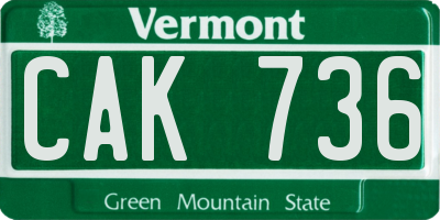VT license plate CAK736