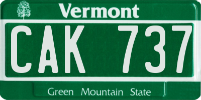 VT license plate CAK737