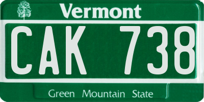 VT license plate CAK738