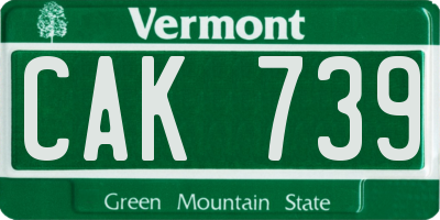 VT license plate CAK739