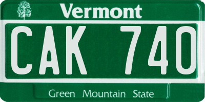 VT license plate CAK740