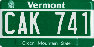 VT license plate CAK741