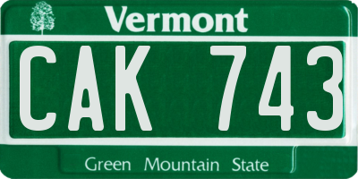 VT license plate CAK743
