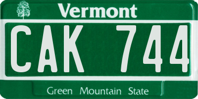 VT license plate CAK744