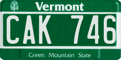 VT license plate CAK746