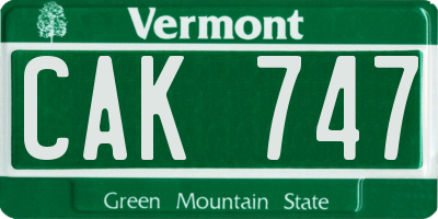 VT license plate CAK747