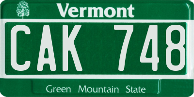 VT license plate CAK748