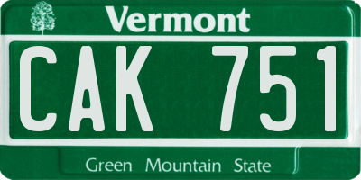 VT license plate CAK751
