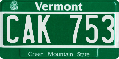 VT license plate CAK753