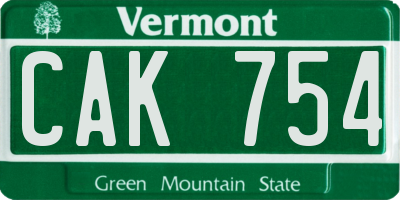 VT license plate CAK754