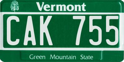 VT license plate CAK755
