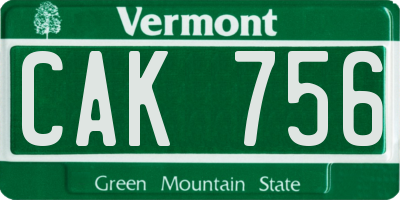 VT license plate CAK756