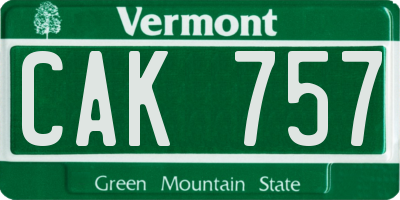 VT license plate CAK757
