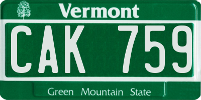 VT license plate CAK759