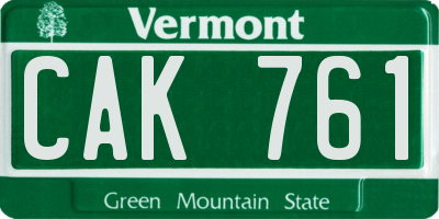 VT license plate CAK761