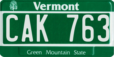 VT license plate CAK763