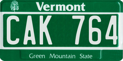 VT license plate CAK764