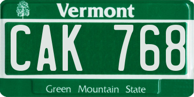 VT license plate CAK768