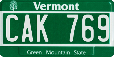 VT license plate CAK769