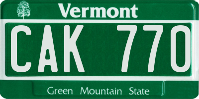 VT license plate CAK770
