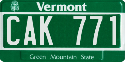 VT license plate CAK771