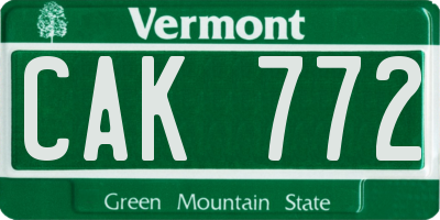 VT license plate CAK772