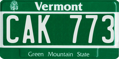 VT license plate CAK773