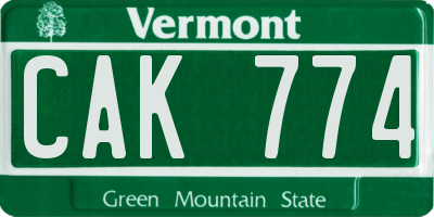 VT license plate CAK774