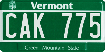 VT license plate CAK775