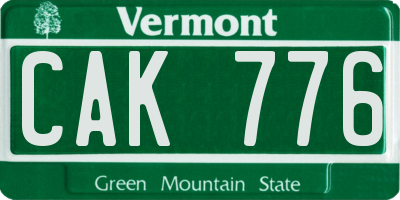 VT license plate CAK776