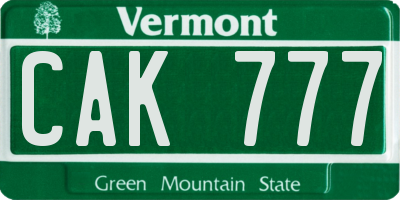 VT license plate CAK777