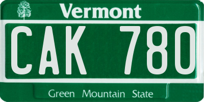VT license plate CAK780