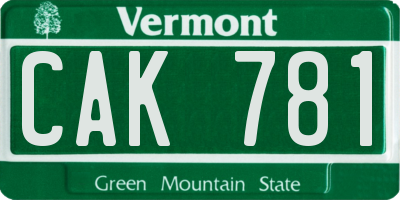 VT license plate CAK781