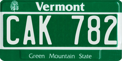 VT license plate CAK782