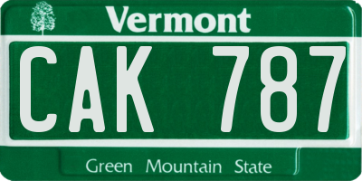 VT license plate CAK787