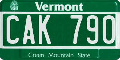 VT license plate CAK790