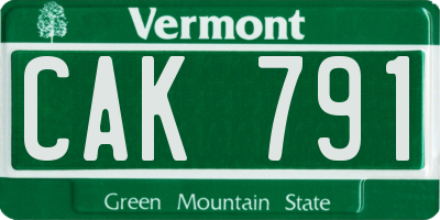 VT license plate CAK791
