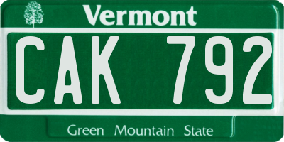 VT license plate CAK792