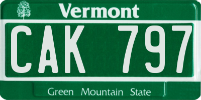 VT license plate CAK797