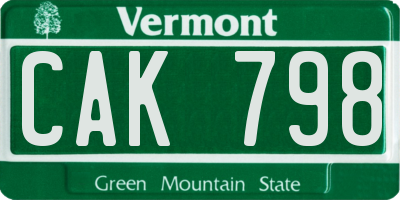 VT license plate CAK798