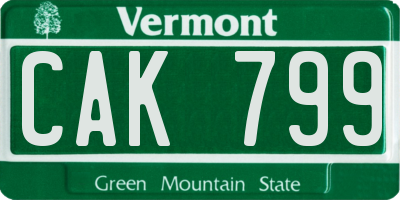 VT license plate CAK799