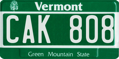 VT license plate CAK808